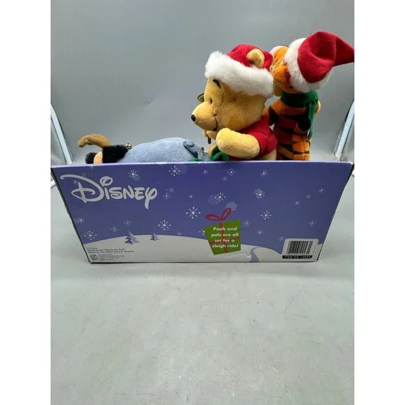 Disney Winnie The Pooh, Tigger Eeyore Sleigh Ride sing animated plush READ NEW